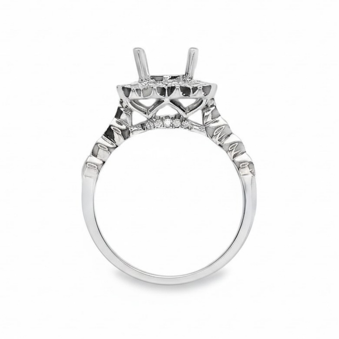 18kt White Gold Full-Cut Diamond Halo Semi-Mount Ring (.89ct)