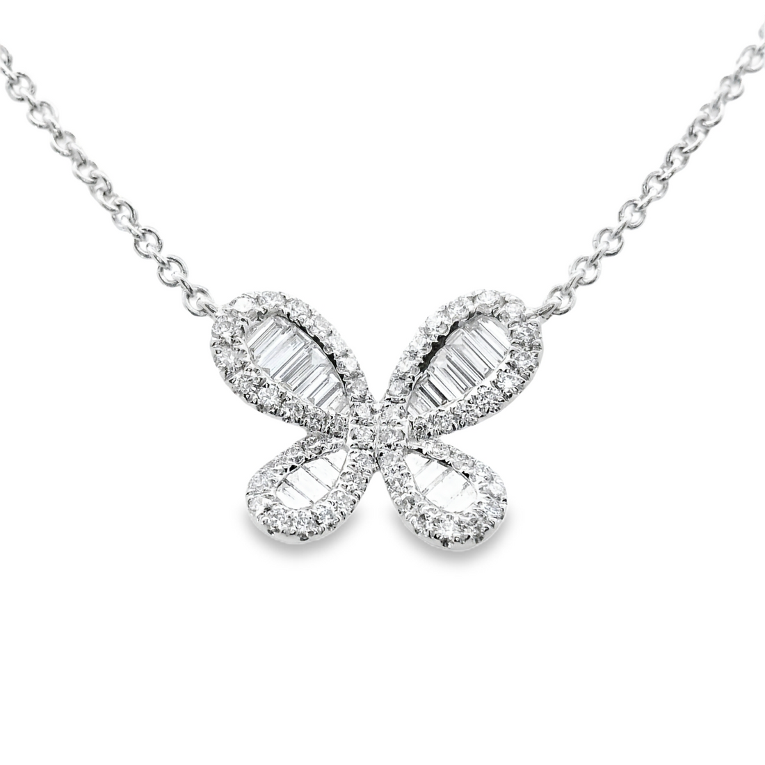 18kt White Gold Natural Diamond Butterfly Pendant (0.58ct)