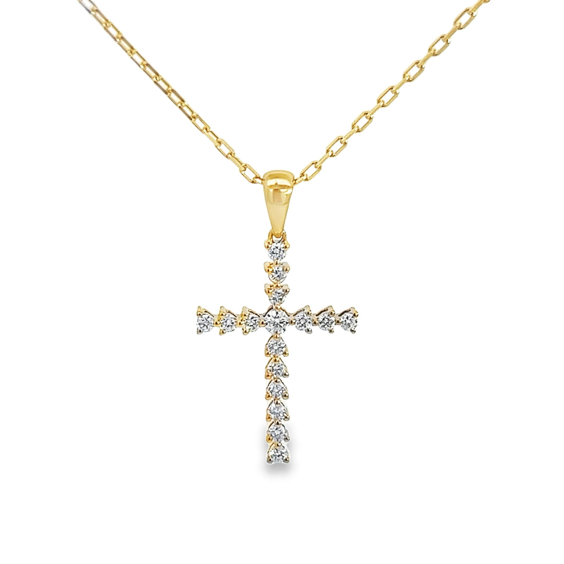 18kt Yellow Gold Natural Diamond Cross Pendant (0.26ct)