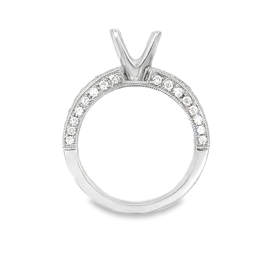 18kt White Gold Pave Natural Diamonds Semi-Mount Ring (0.66ct)