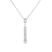 18kt White Gold Natural Baguette Diamond Bar Pendant (.64t)