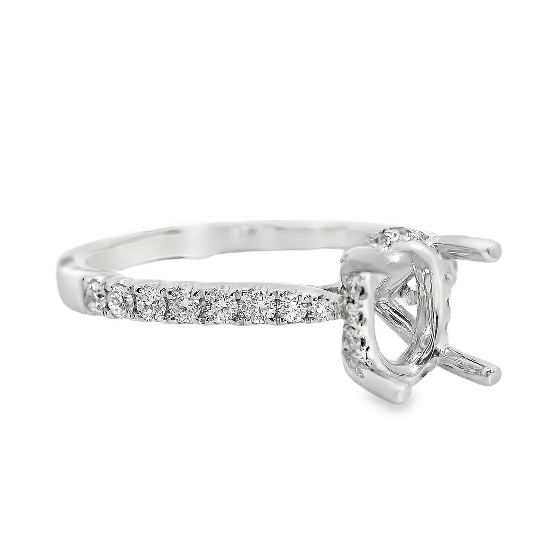 18kt White Gold Hidden Halo Natural Diamonds Semi-Mount Ring (0.26ct)