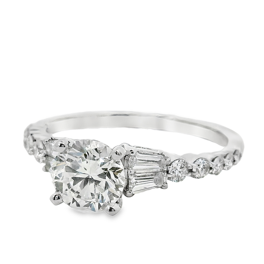 18kt White Gold Natural Round Diamond Engagement Ring (1.39ct)