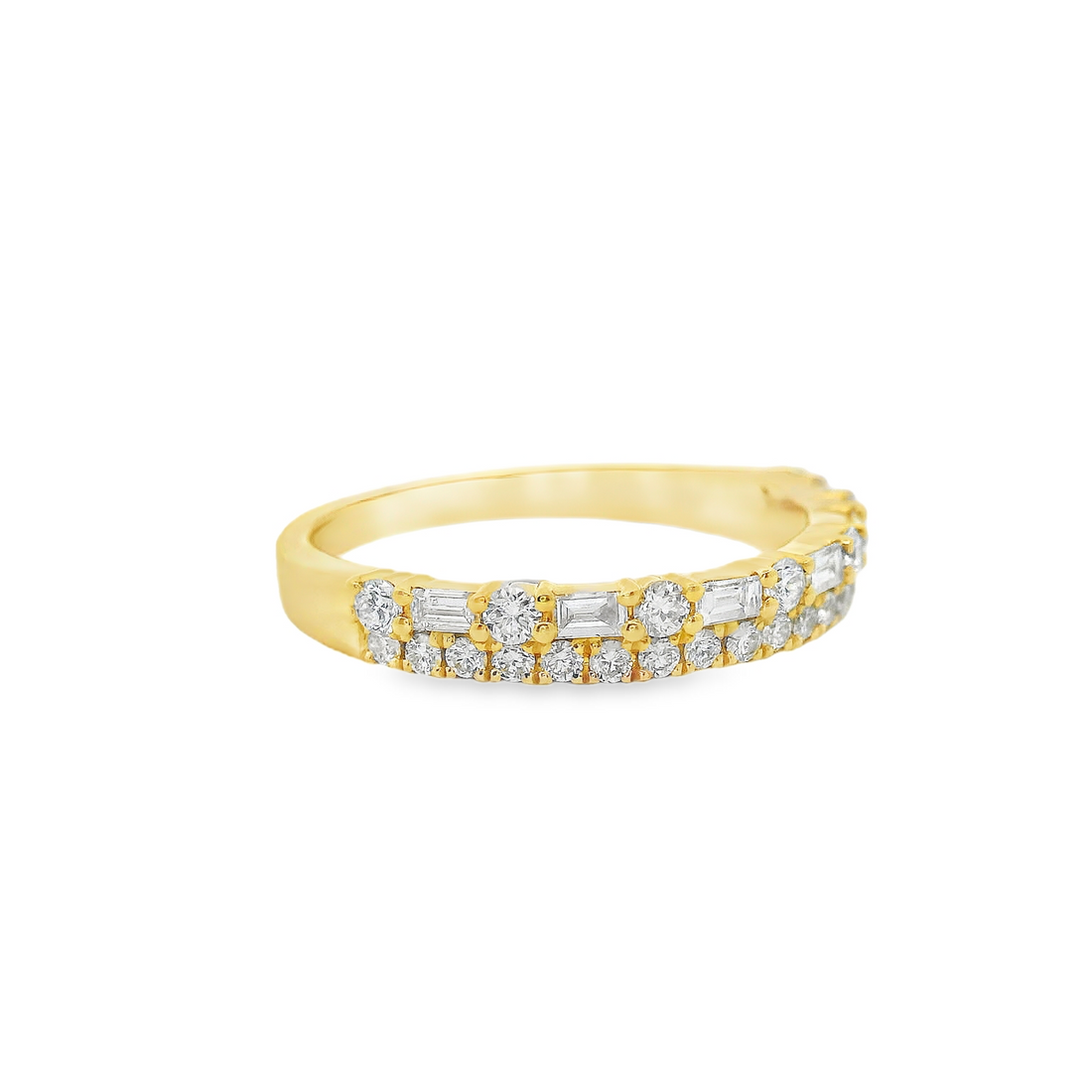 18kt Yellow Gold Natural Baguette and Round Diamond Wedding Ring (.52ct)