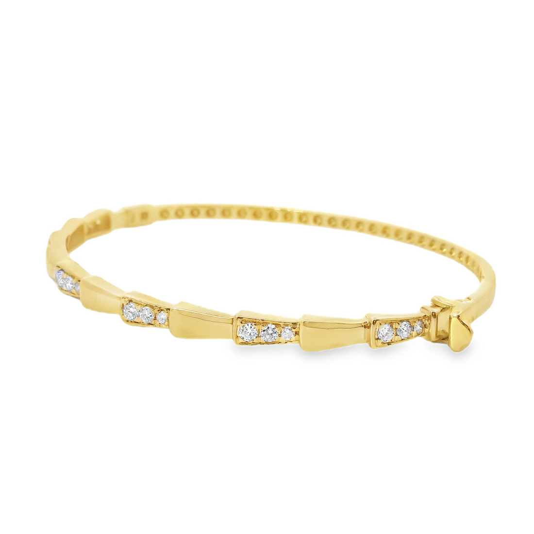 18kt Yellow Gold 6.5" Round Natural Diamonds Bangle Bracelet (.50ct)