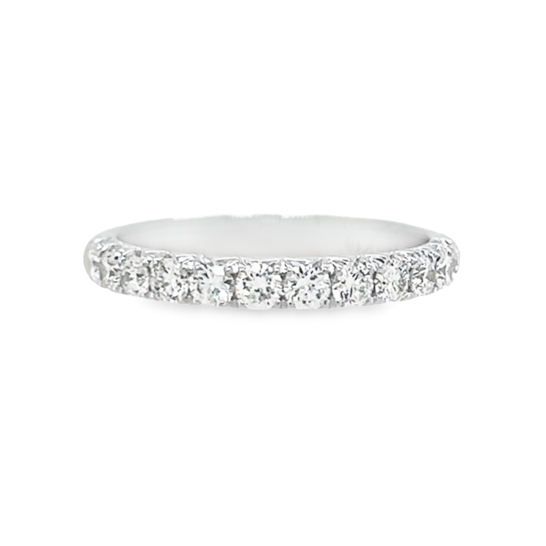 18kt White Gold Diamond French Pave Wedding Ring (0.62ct)