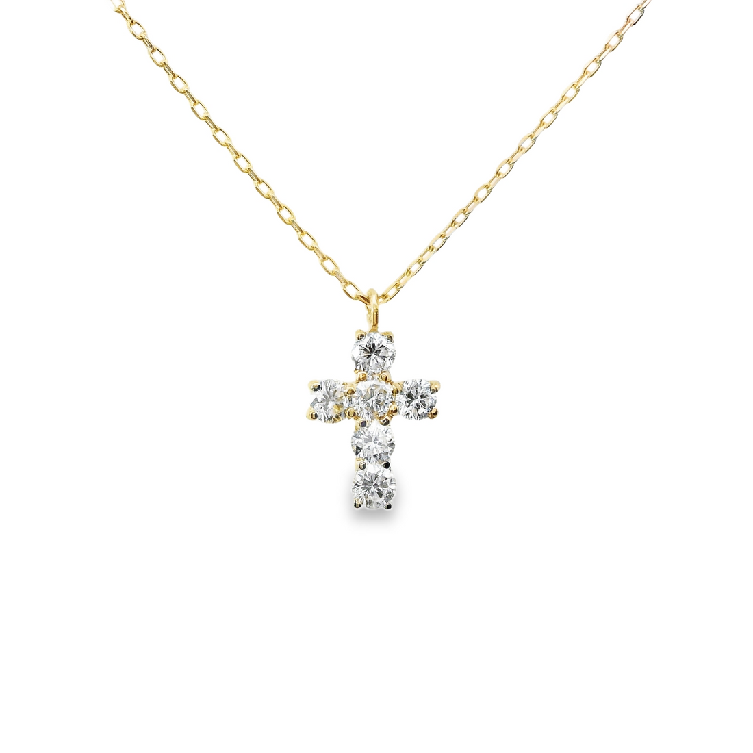 18kt Yellow Gold Natural Diamond Cross Pendant (0.2ct)