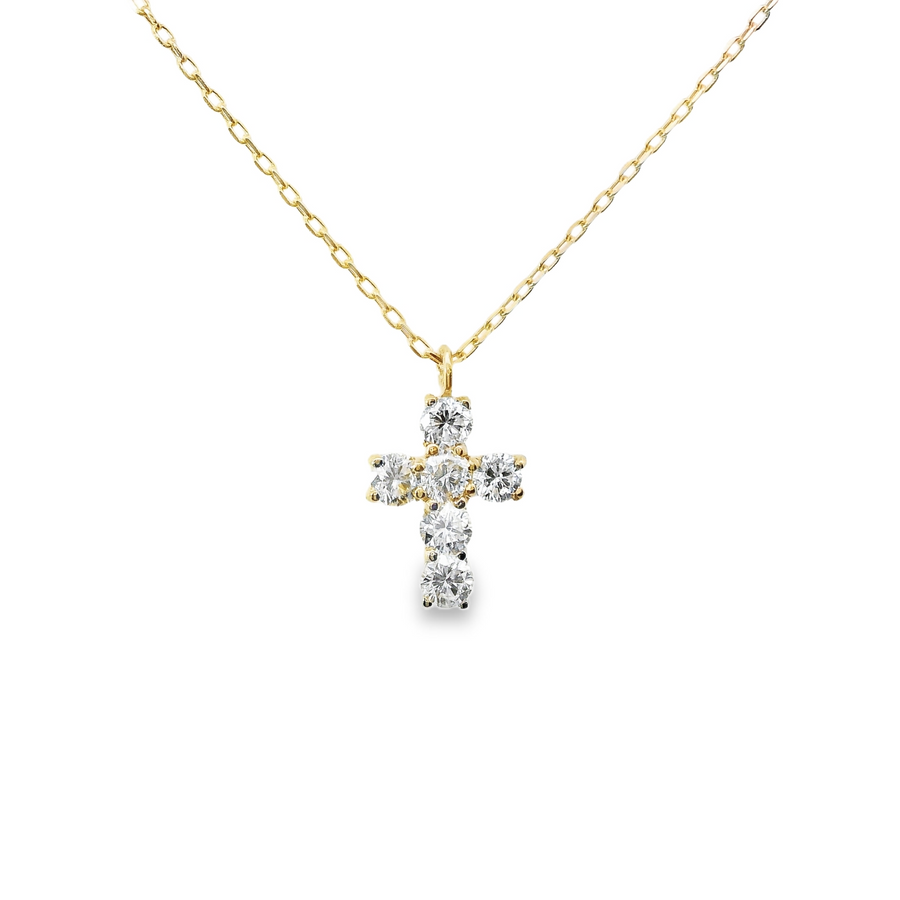18kt Yellow Gold Natural Diamond Cross Pendant (0.2ct)