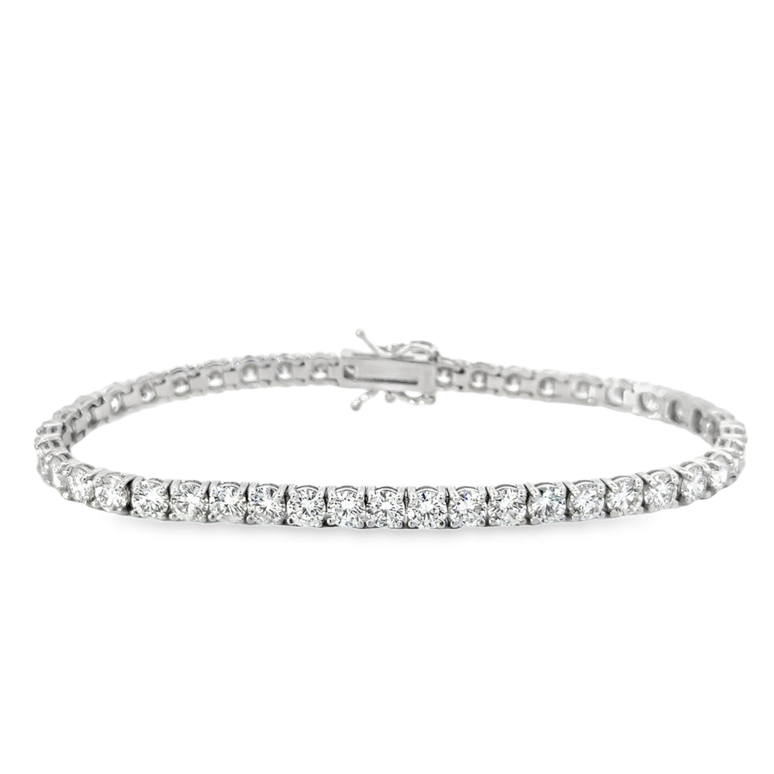 14kt White Gold Lab-Grown Round Brilliant Diamond Tennis Bracelet (9.00ct)