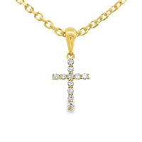 18kt Yellow Gold Natural Round Diamond Cross Pendant (0.07ct)