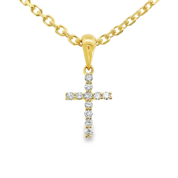 18kt Yellow Gold Natural Round Diamond Cross Pendant (0.07ct)