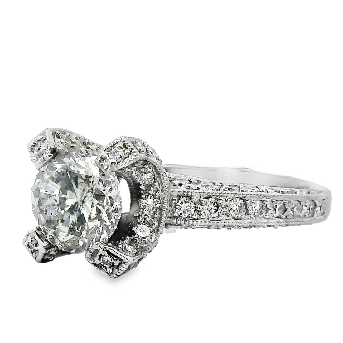 18kt White Gold Natural Round Brilliant Diamond Engagement Ring (1.97ct)