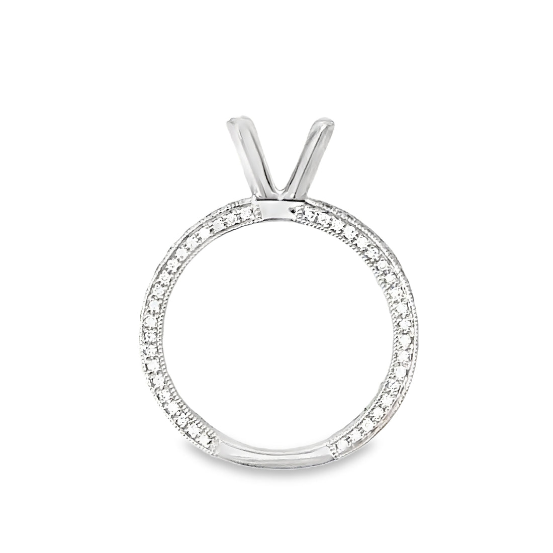 18kt White Gold Prong Set Natural Diamonds Semi-Mount Ring (0.61ct)