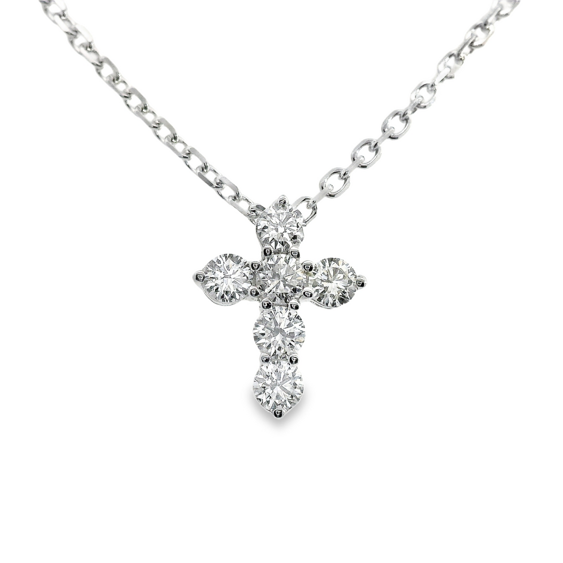 18kt White Gold Round Brilliant Diamond Cross Pendant (.45ct)
