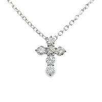 18kt White Gold Round Brilliant Diamond Cross Pendant (.45ct)