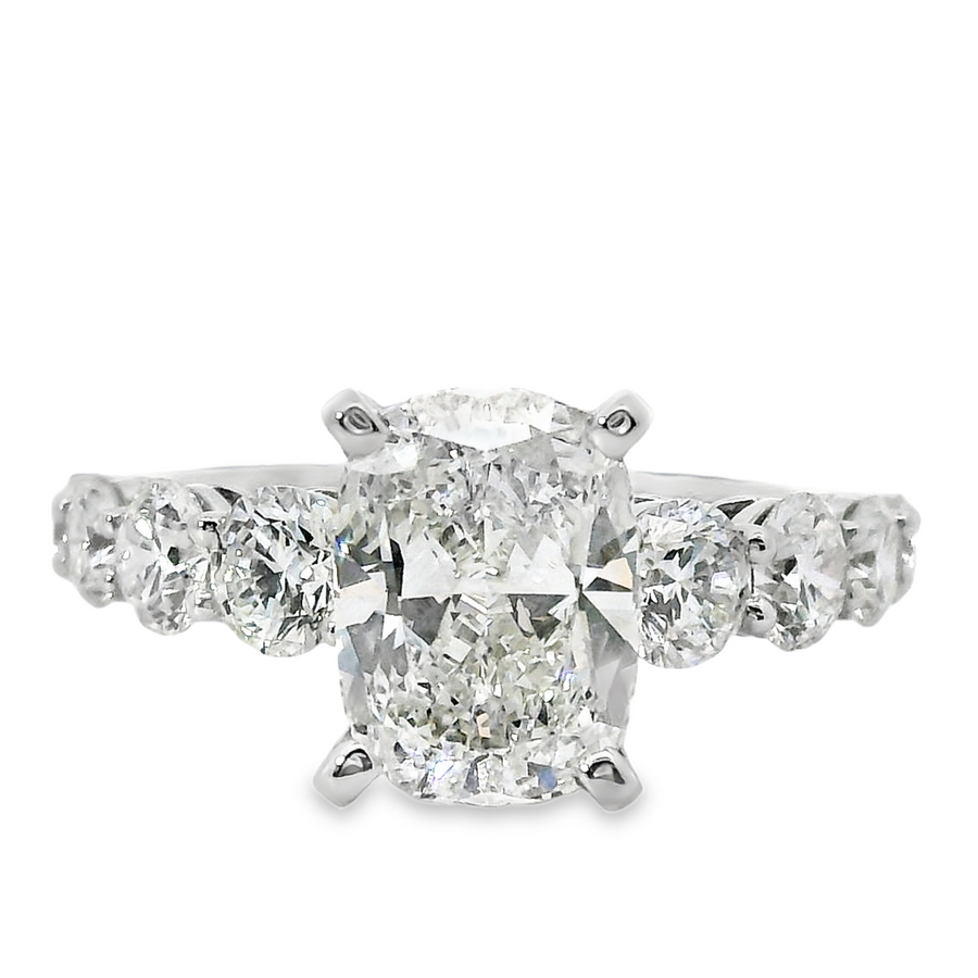 18kt White Gold Lab-Grown Cushion Diamond Engagement Ring (3.59ct)