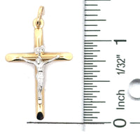 14kt Two-Tone Gold Italian Made Crucifix Pendant (1.0g)