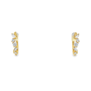 18K Yellow Gold Small Hoop Diamond Earrings (.22ct)