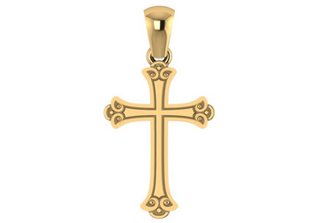 14kt Yellow Gold Fleur-de-Lis Cross Pendant (1.8g)
