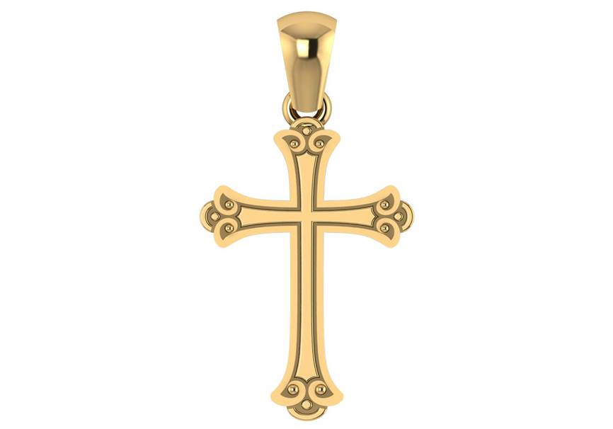 14kt Yellow Gold Fleur-de-Lis Cross Pendant (1.8g)