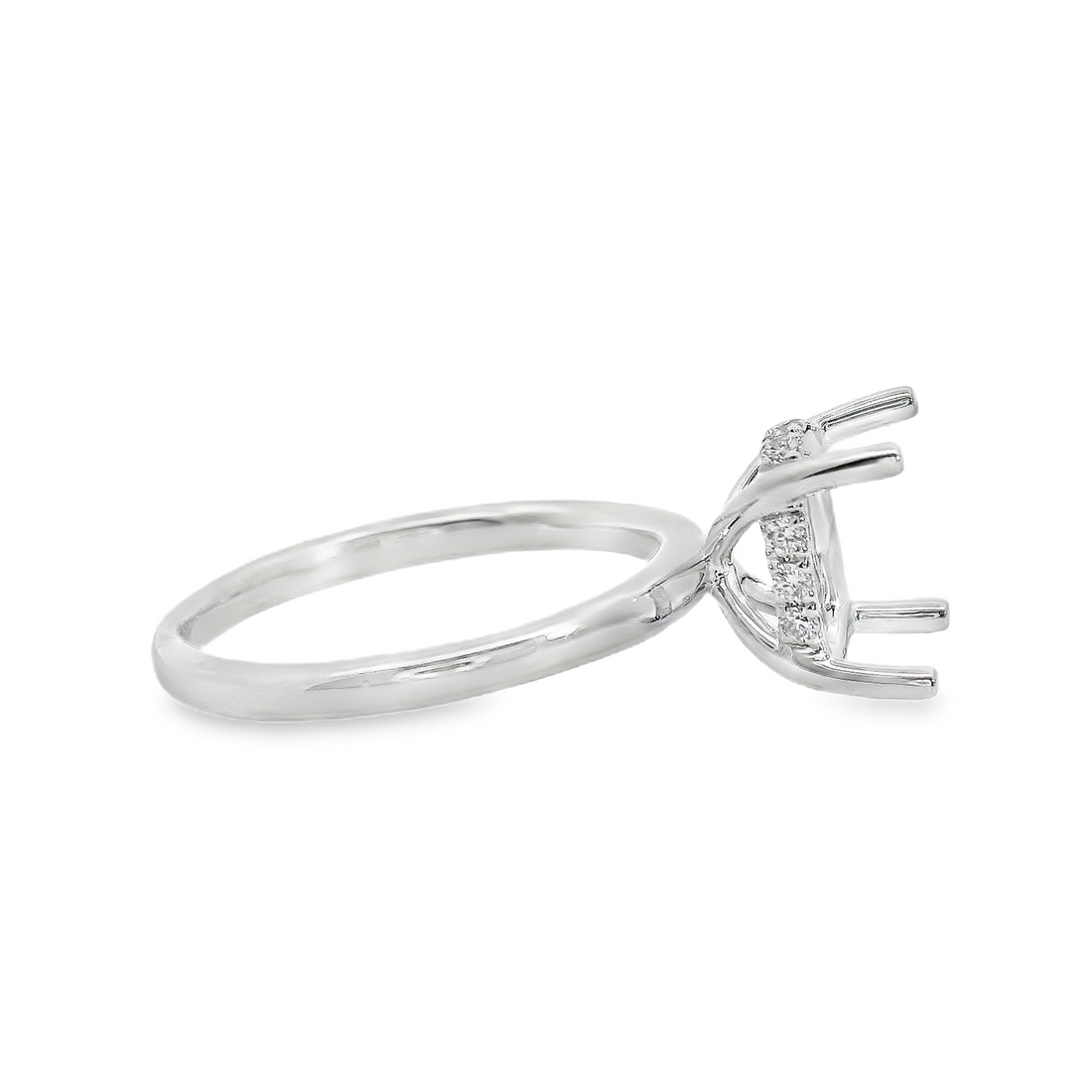 18kt White Gold Natural Round Diamond Semi-Mount Ring (.12ct)