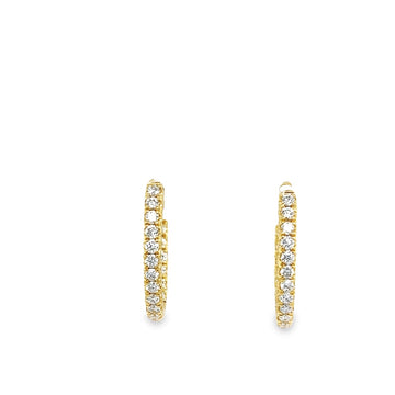 18K Yellow Gold Medium Hoop Diamond Earrings (.91ct)