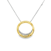 18kt Two-Tone Gold Natural Round Diamond Pendant (.04ct)
