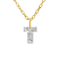 14kt Yellow Gold Lab-Grown "T" Initial Diamond Pendant (.90ct)