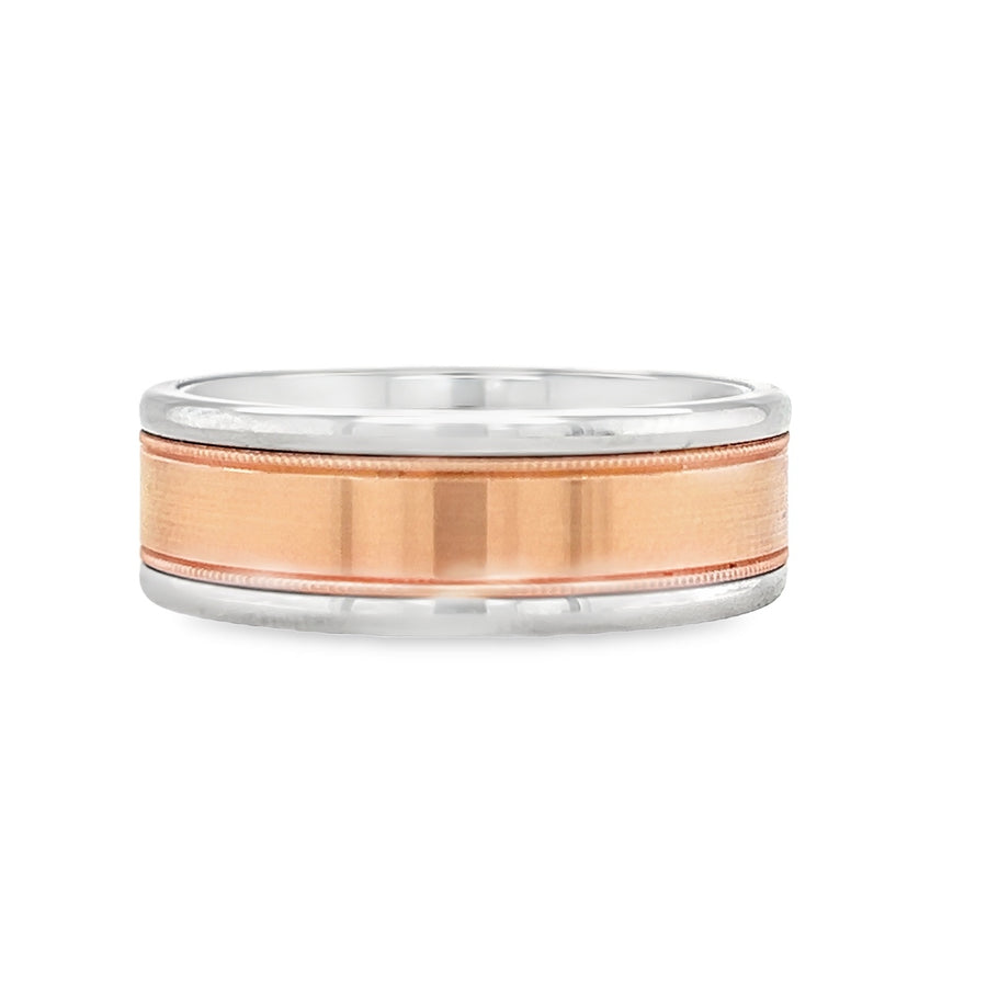 Triton White Tungsten Carbide and 14K Gold 8MM Ring