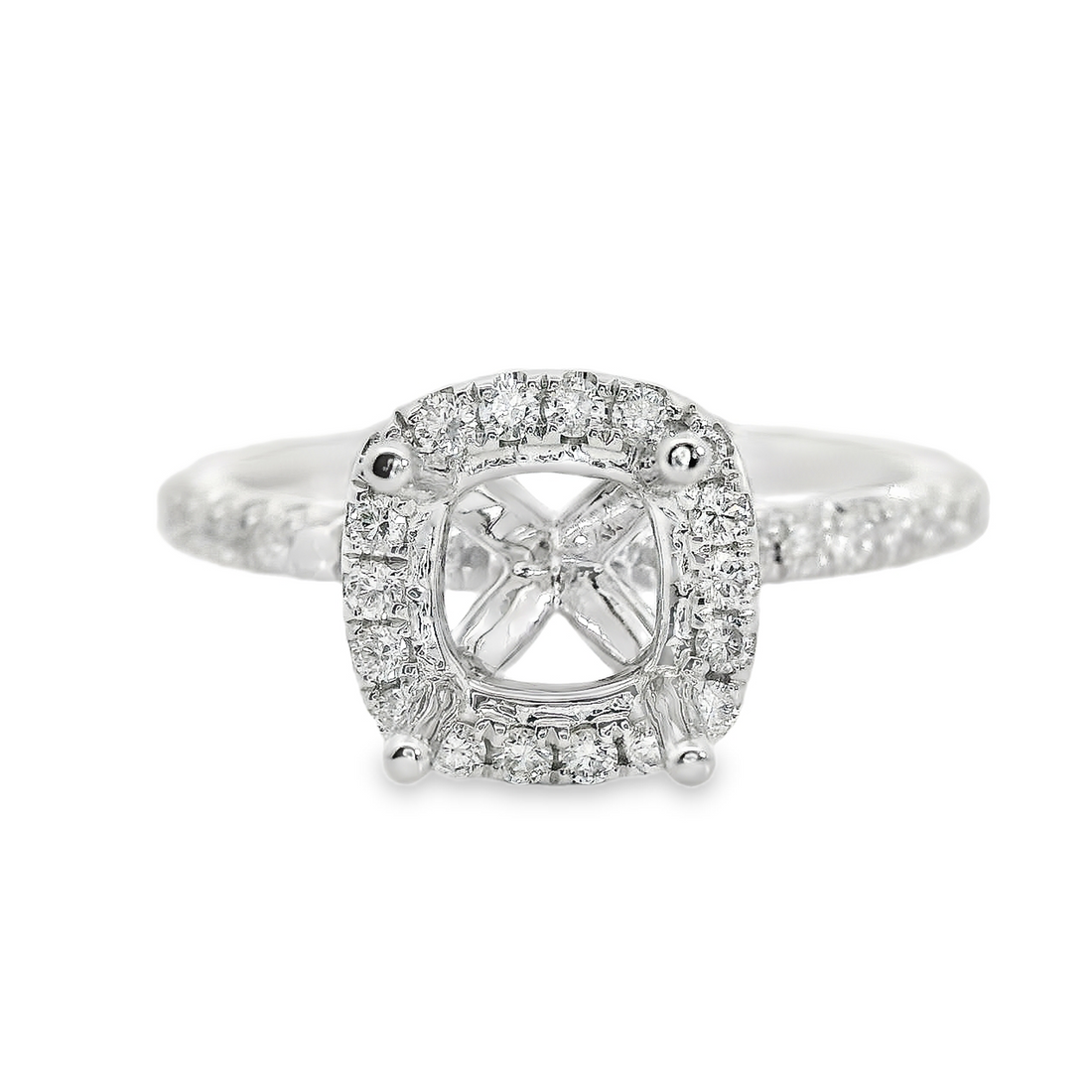 18kt White Gold Round Diamond Halo Semi-Mount Ring (.38ct)