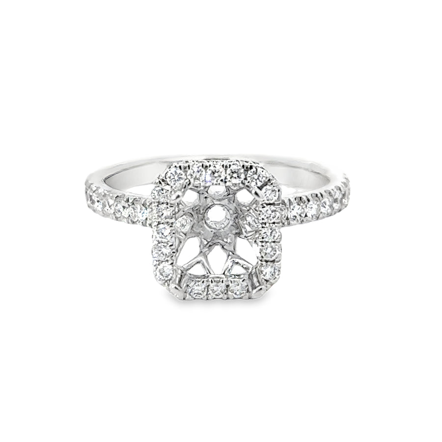 18kt White Gold Halo Natural Diamonds Semi-Mount Ring (0.77ct)