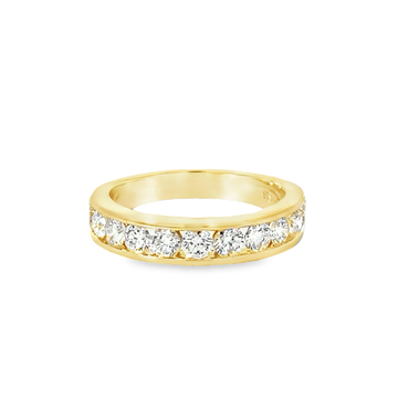 18K Yellow Gold Natural Round Diamond Wedding Band (1.11ct)