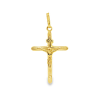 14kt Yellow Gold Italian Made Crucifix Pendant (.60g)