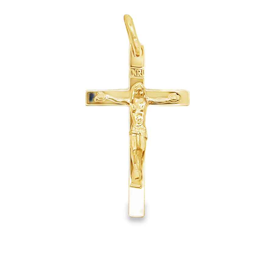 18kt Yellow Gold 33mm Italian Made Crucifix Pendant (2.17g)