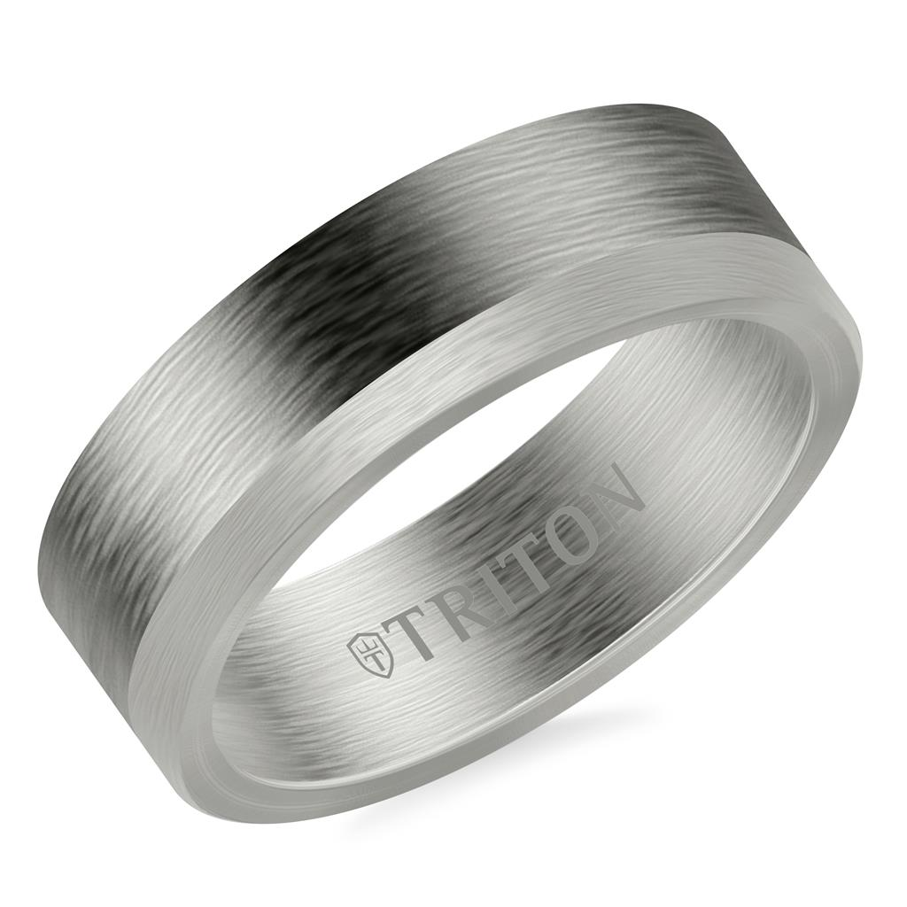 Triton 14kt White Gold and Tantalum Inlay 7mm Ring