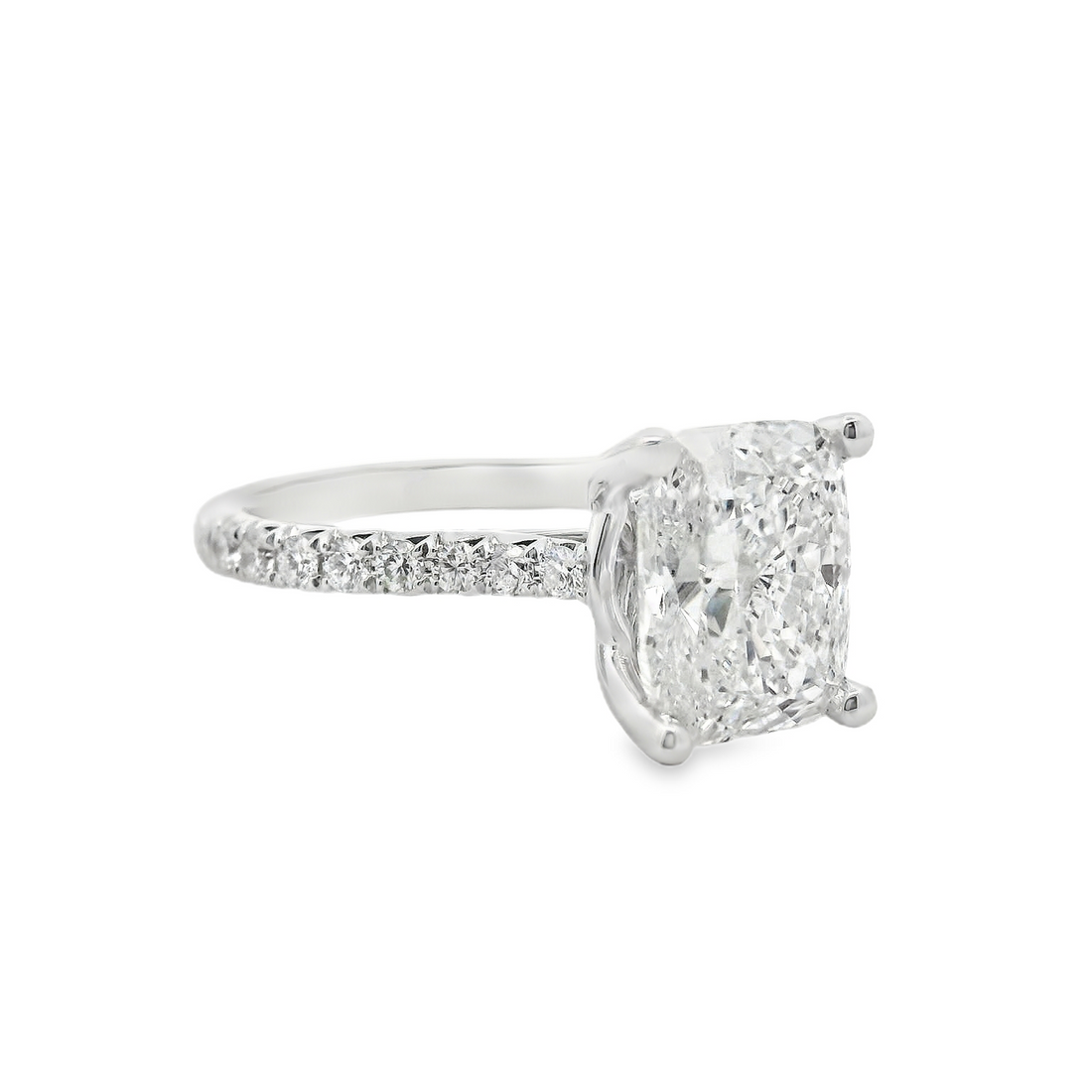 18kt White Gold Lab-Grown Cushion Diamond Engagement Ring (3.45ct)