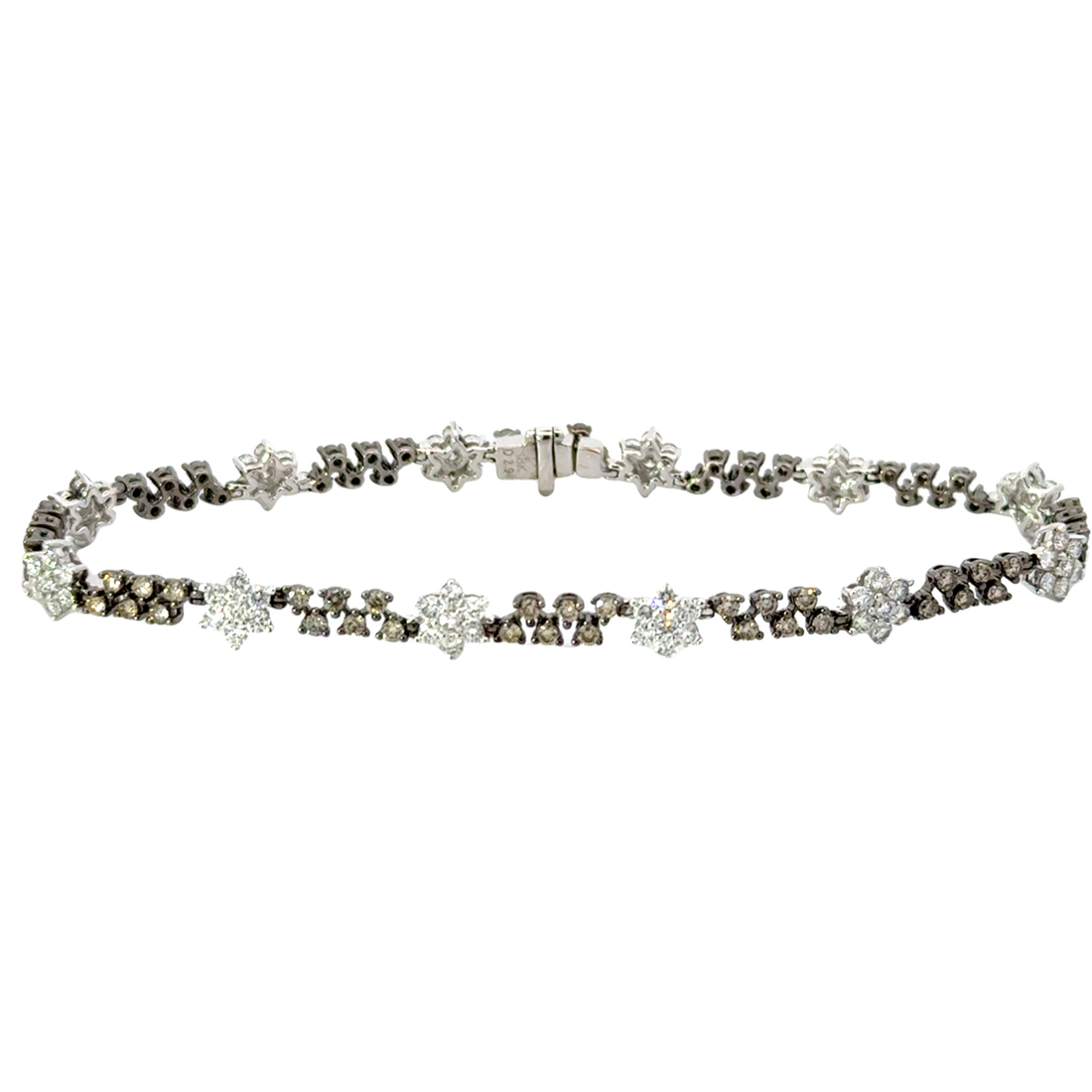 18kt White Gold Natural Round Diamond and Natural Chocolate Diamond Tennis Bracelet (2.88ctw)