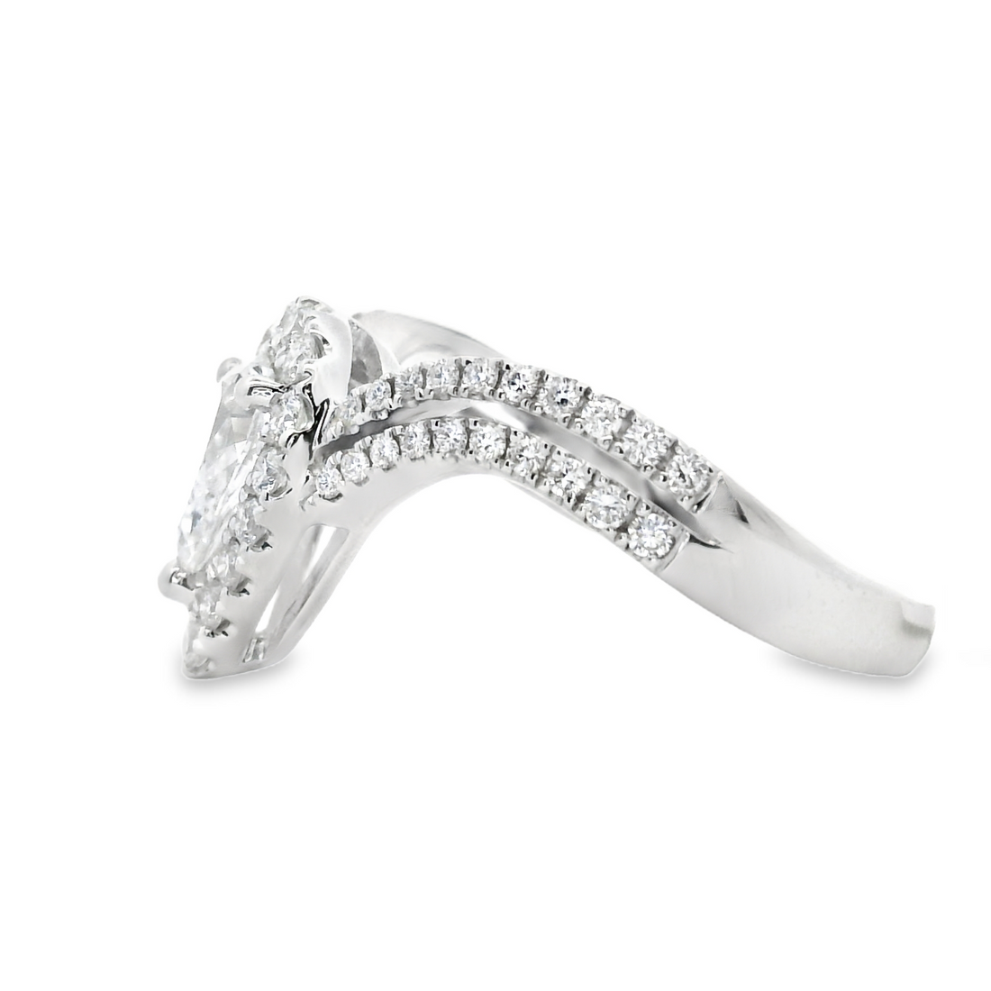 18kt White Gold Natural Pear Diamond Engagement Ring (.87ct)
