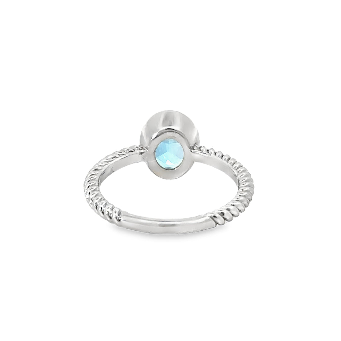 14kt White Gold Oval Natural Blue Topaz and Ring (1.43ct)