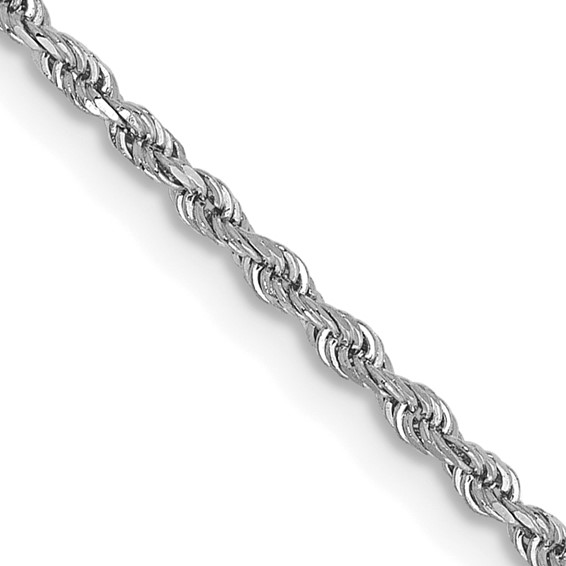 14K White Gold 1.5mm 18" Diamond Cut Rope Chain