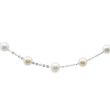 14kt White Gold 7" Tin Cup Pearl Bracelet