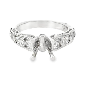 18kt White Gold Vintage Natural Diamonds Semi-Mount Ring (0.67ct)