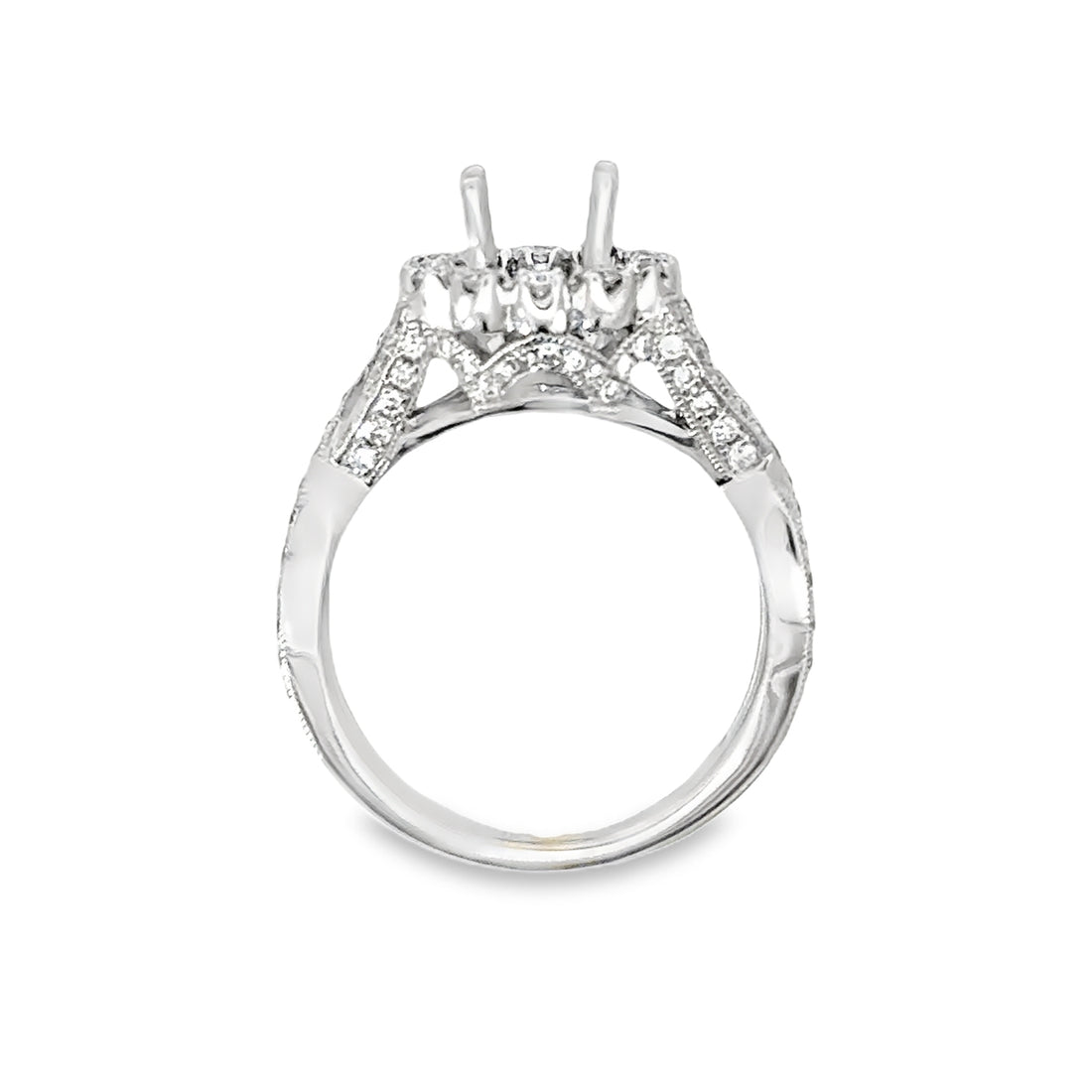 18kt White Gold Halo Natural Diamonds Semi-Mount Ring (0.66ct)