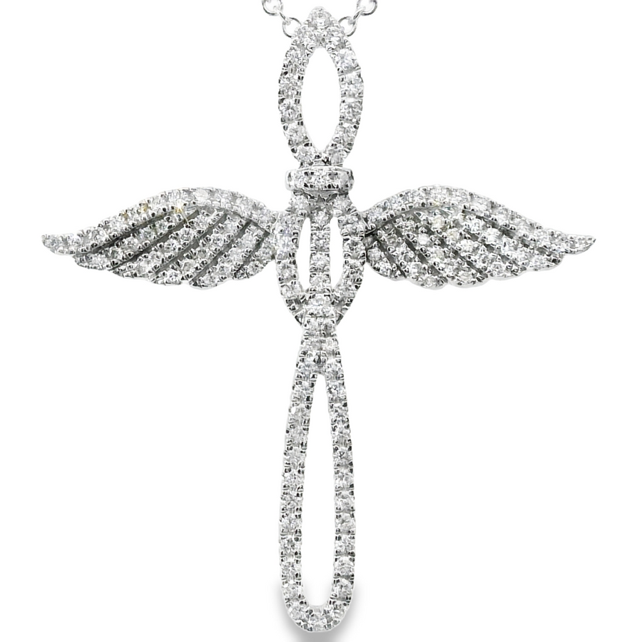 18kt White Gold Natural Diamond Cross Pendant (0.56ct)