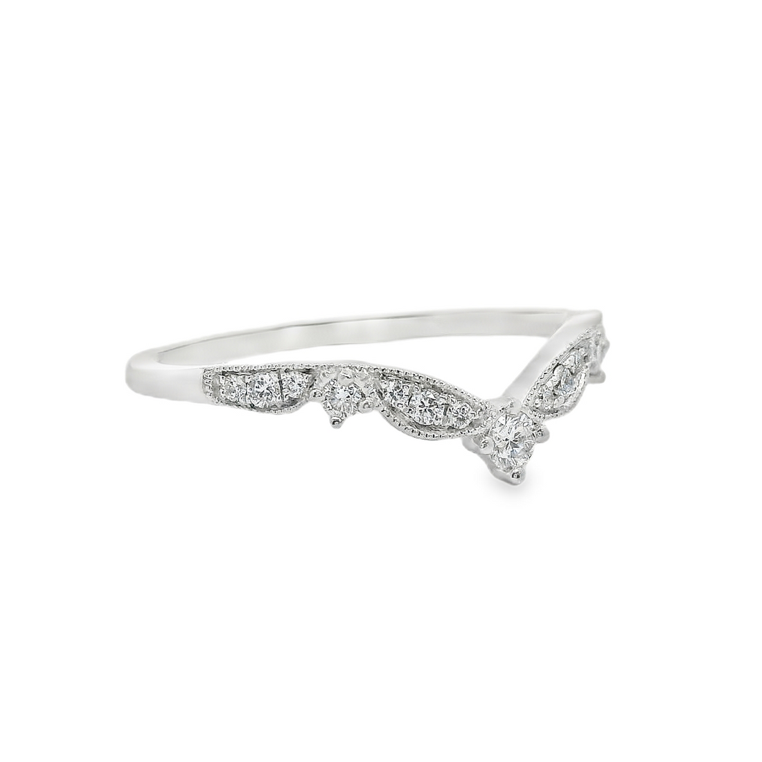 18kt White Gold Natural Round Diamond Wedding Ring (.16ct)