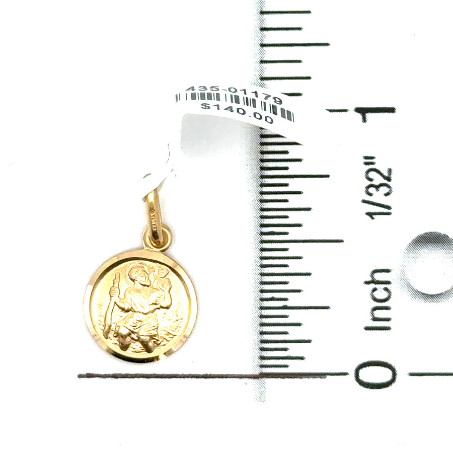 18kt Yellow Gold 11mm Italian Made St. Christopher Medal (1.4g)