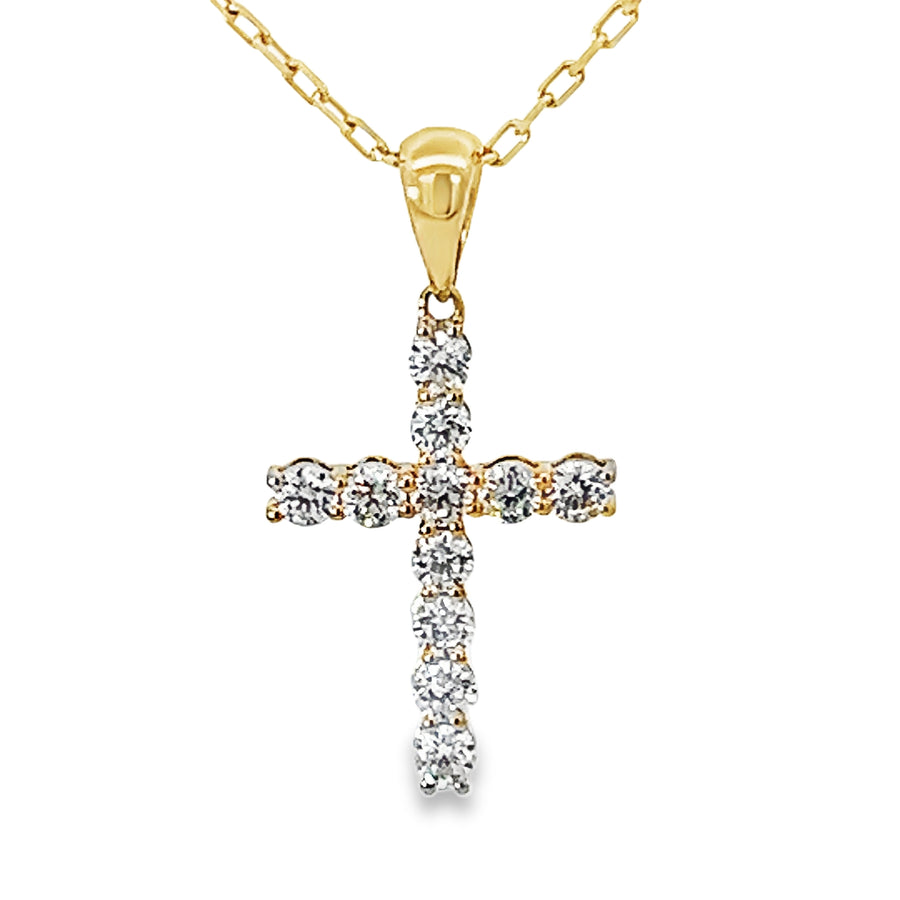 18kt Yellow Gold Natural Diamond Cross Pendant (0.54ct)