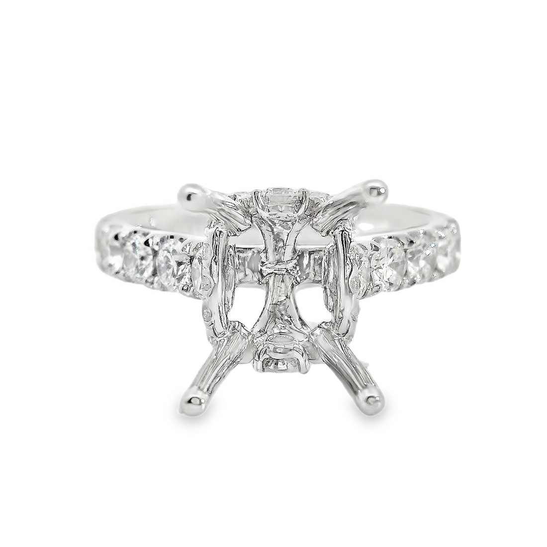 18kt White Gold Natural Round Diamond Semi-Mount Ring (1.43ct)