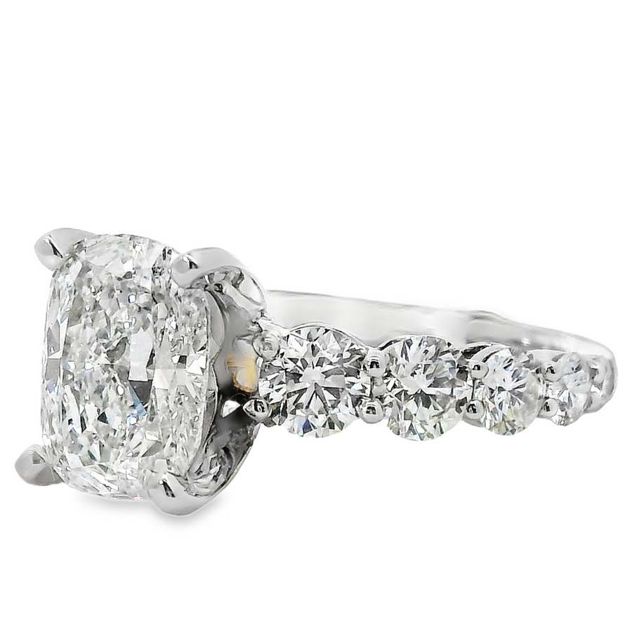 18kt White Gold Lab-Grown Cushion Diamond Engagement Ring (3.59ct)