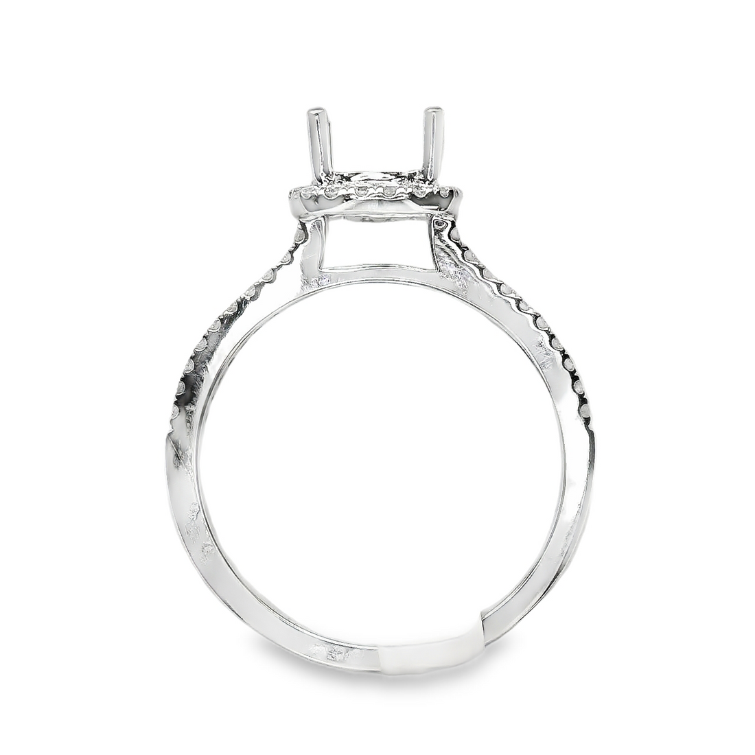 18kt White Gold Full-Cut Diamond Halo Semi-Mount Ring (.21ct)